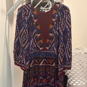 FARM Rio Multicolor Geometric Long Sleeve Dress